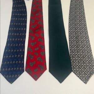 Set of Men's Dressy Ties - four total Red Green Blue Black/White